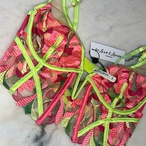 Pink & Green For Love & Lemons Bustier Top